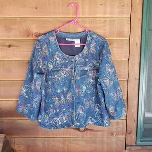 Blair jean jacket with beautiful butterfly designs